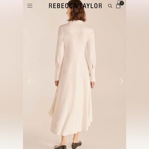 Chic Rebecca Taylor High-Low Cupro Cream Long Sleeve Dress, size XL, preowned